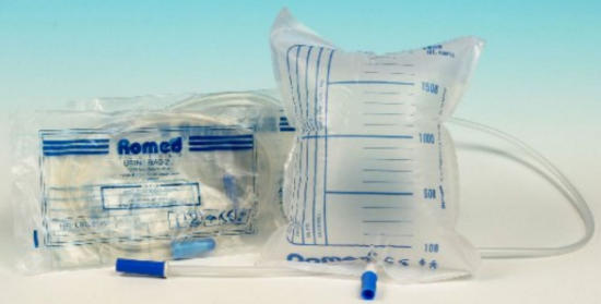 Picture of STERILE URINE BAG WITH VALVE AND CANNULA 2000CC ROMED