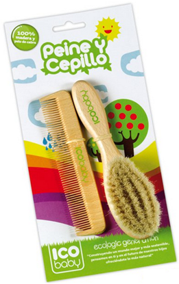 Picture of SET COMB & BRUSH FROM BEECH WOOD AND GOAT HAIR ICOBABY 7175