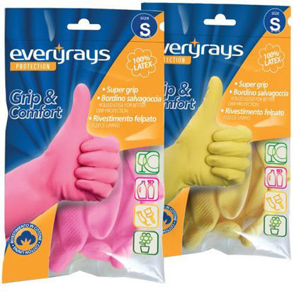 Picture of LATEX KITCHEN GLOVES  YELLOW SMALL EVERYRAYS